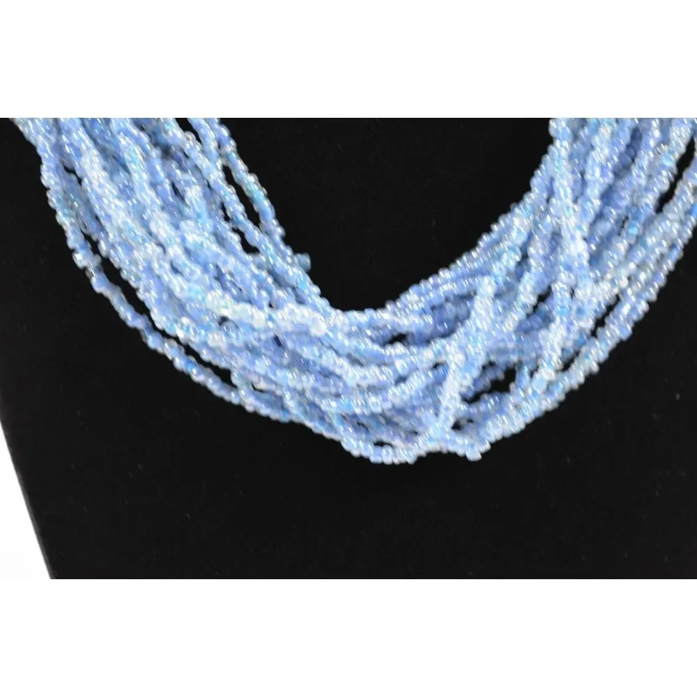 Beaded Multi‎ Strand Necklace with Tiny Blue Beads 21